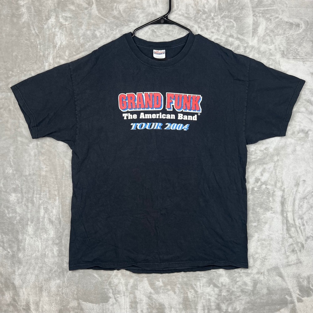 Grand Funk The American Band Tour 2004 Black Graphic T Shirt Y2K Vintage
